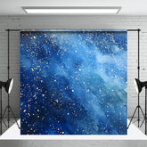 Aperturee - Blue Abstract Pattern Gold Dot Winter Photo Backdrop